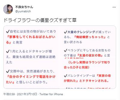 優里の浮気に関するツイッター１