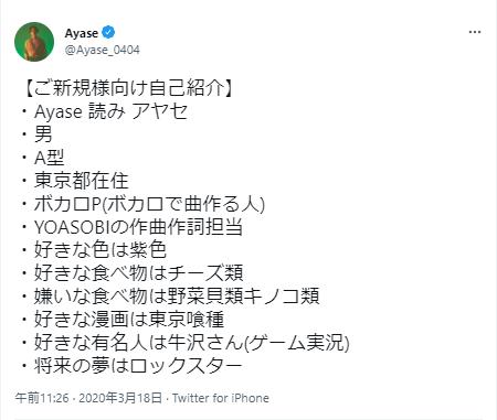 Ayaseの自己紹介