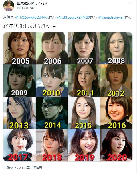 新垣結衣と歴代の写真に関するツイート