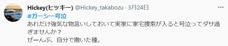 ガーシー号泣に関するツイート１