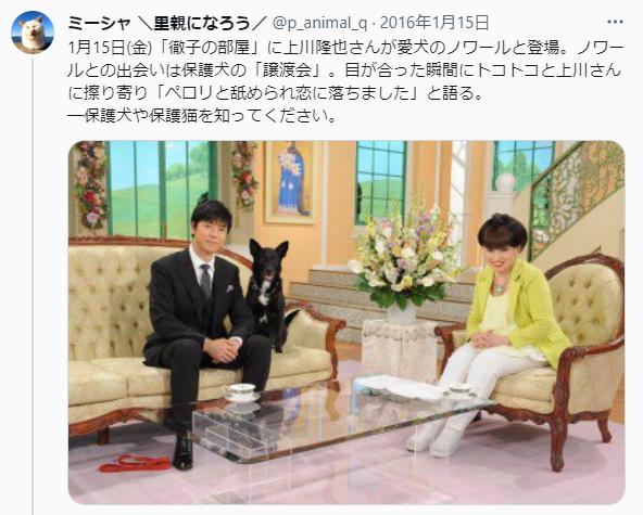 上川隆也が出演した際の徹子の部屋の様子