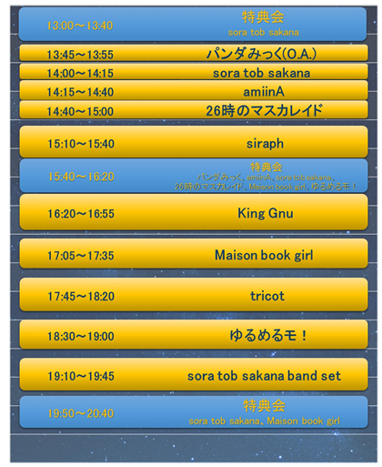天体の音楽会タイムスケジュール