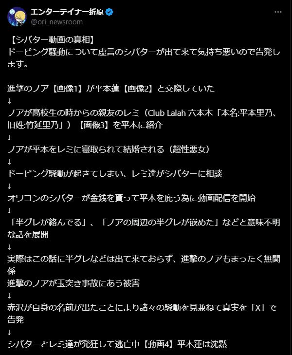 平本蓮ドーピング疑惑に関する投稿